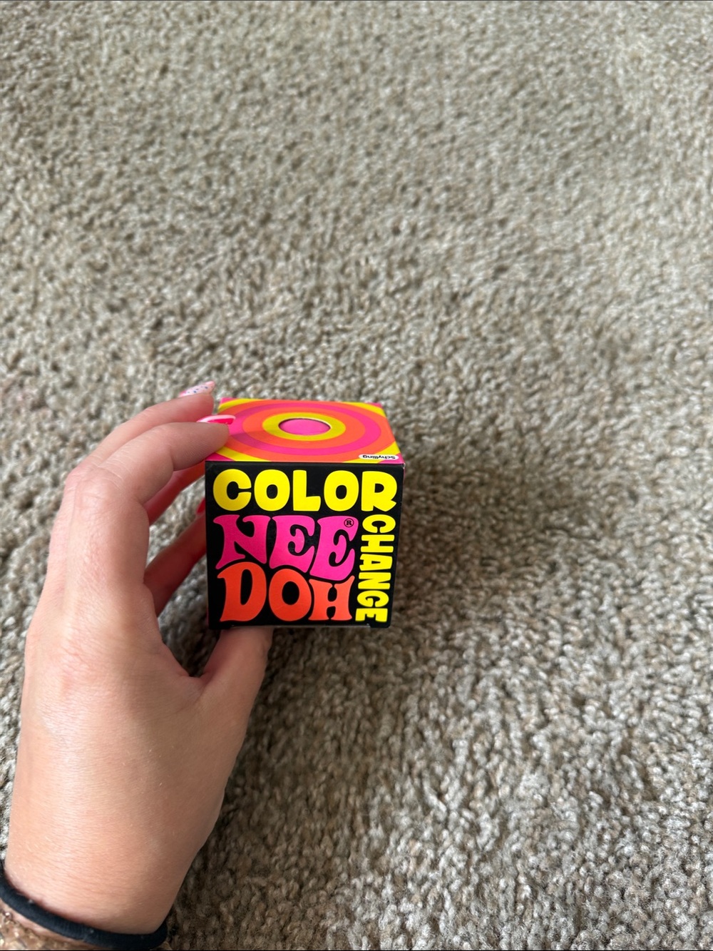 Color NEE DOH Color Change Toy Cube - Pink & Yellow Packaging